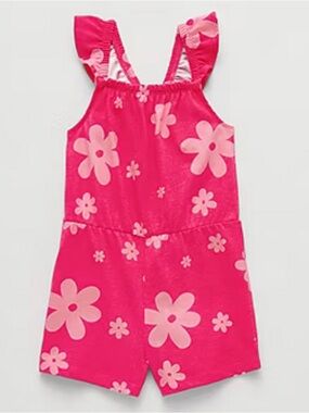 okie dokie Hot Pink Floral Romper with Light Pink Flowers